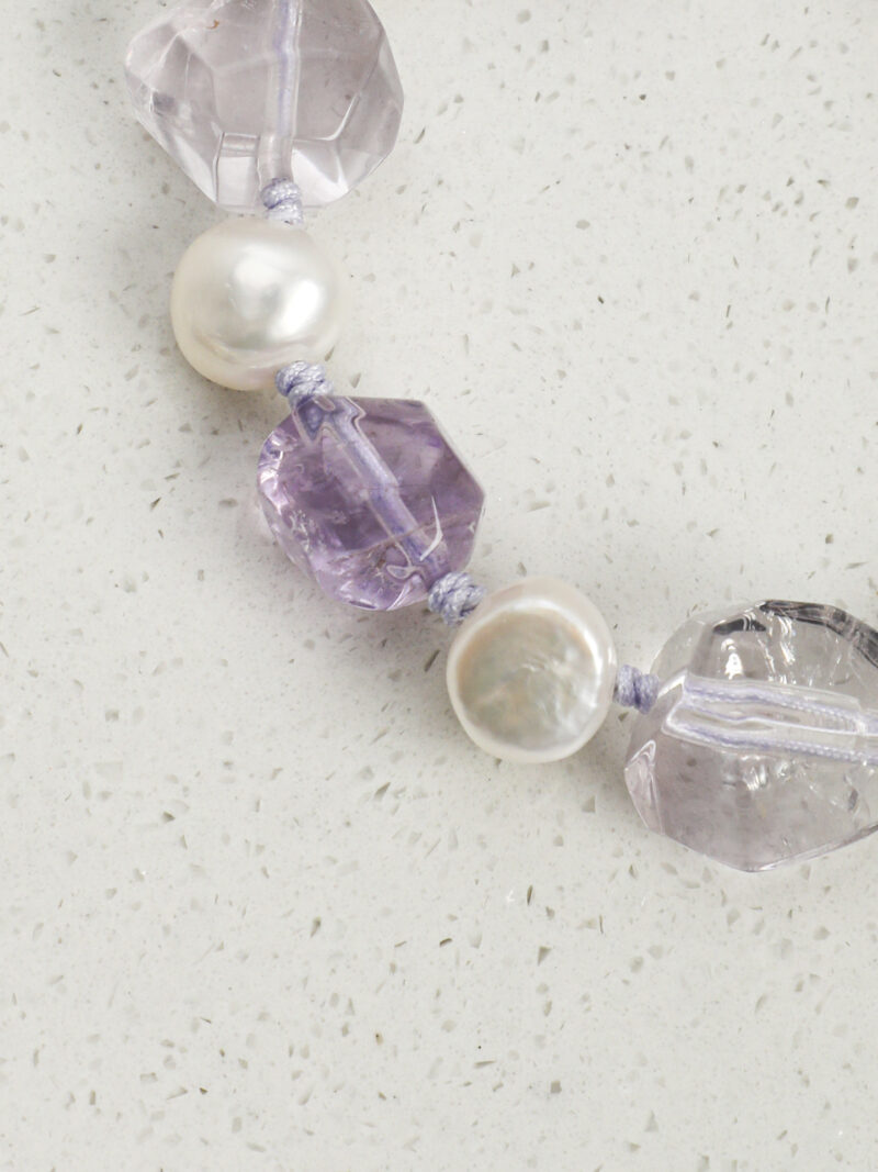 Original detail view of Clear Quartz, Amethyst & Cultured Pearl Bracelet
