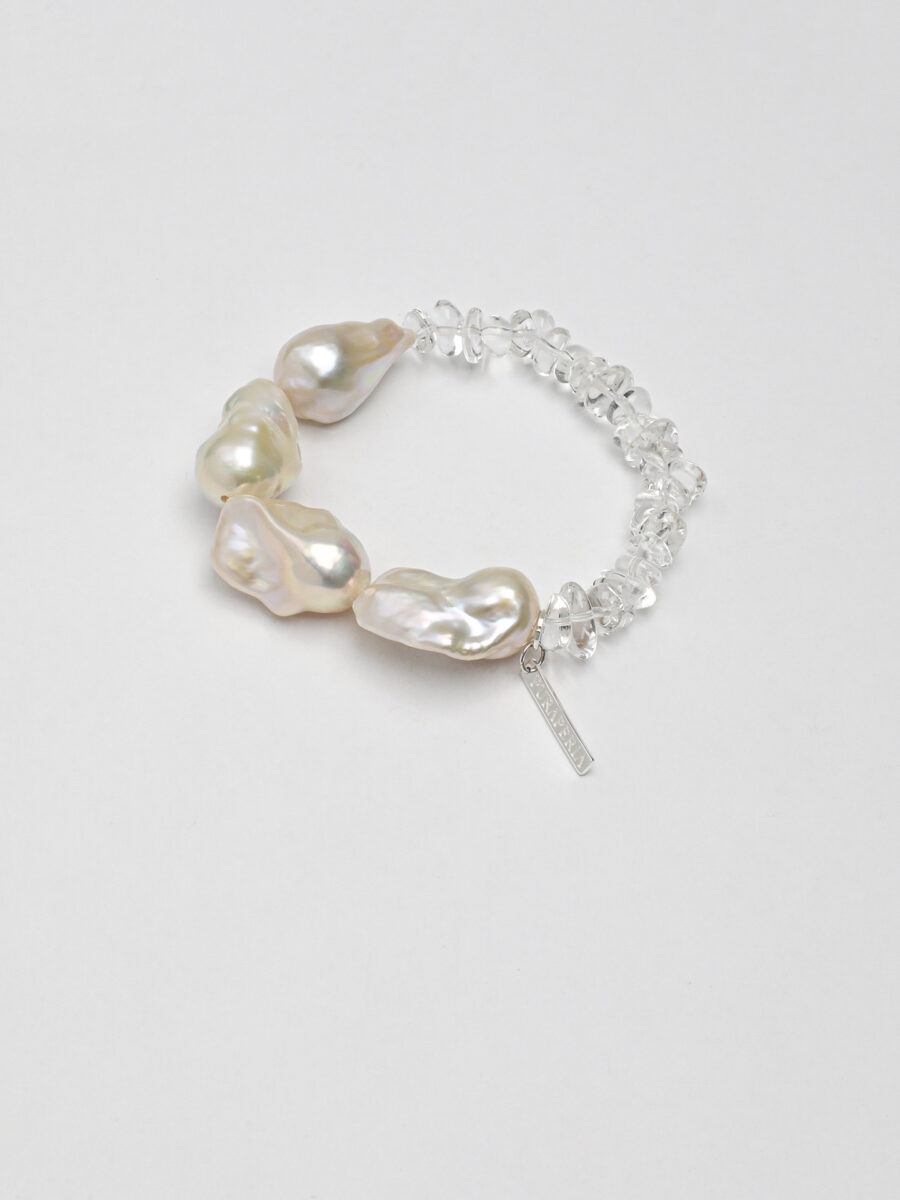Original detail view of Clear Quartz & Pearl Bracelet