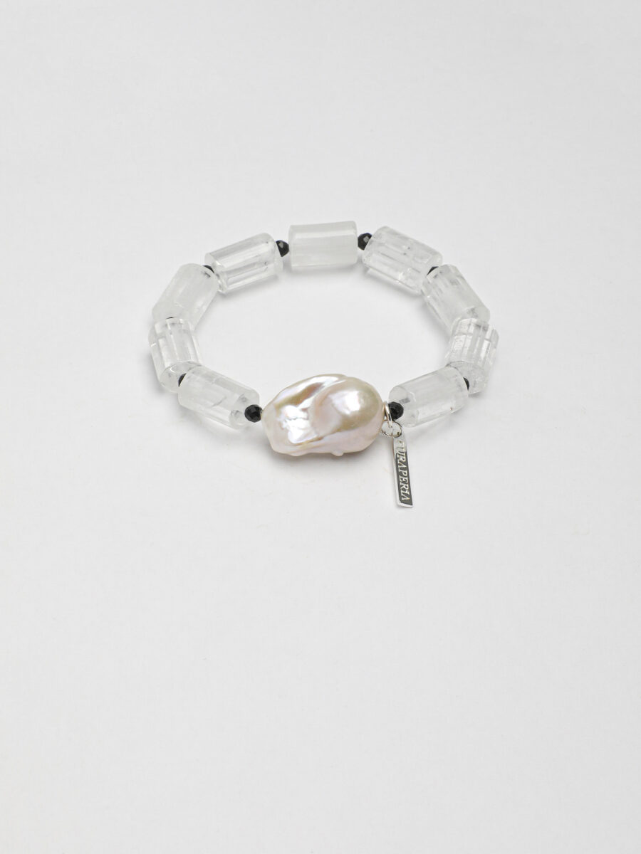 Original detail view of Clear Quartz, Tourmaline & Pearl Bracelet
