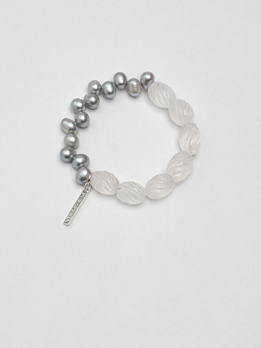 Original detail view of Clear Quartz & Pearl Bracelet