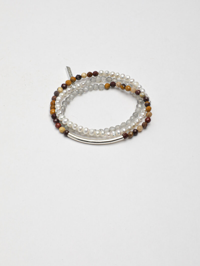 Original detail view of Triple-Strand Moonstone & Cultured Pearl Bracelet