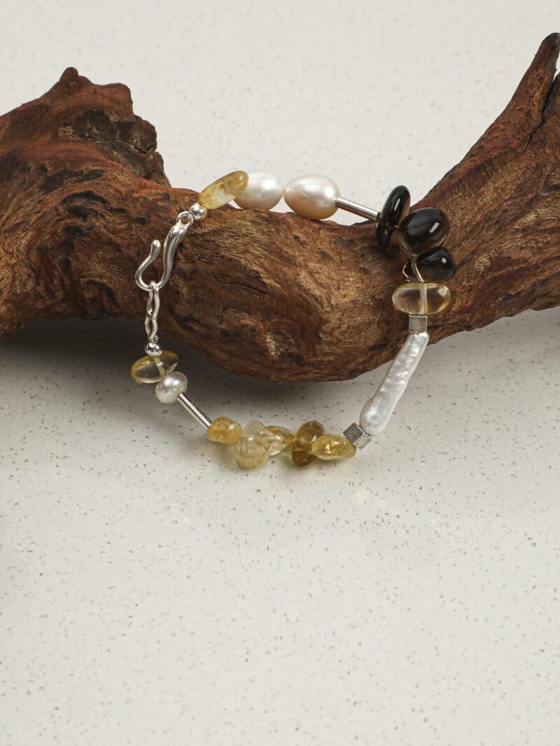 Original detail view of Smoky Quartz, Citrine & Cultured Pearl Bracelet