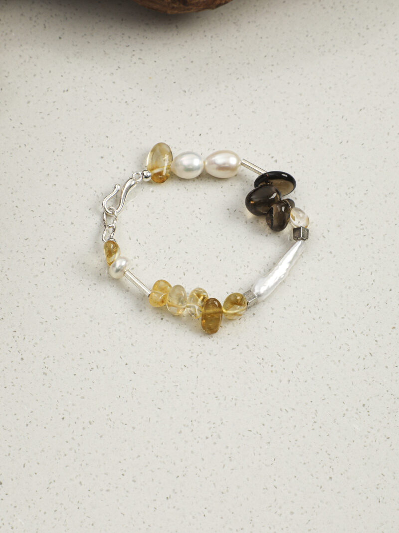Original detail view of Smoky Quartz, Citrine & Cultured Pearl Bracelet