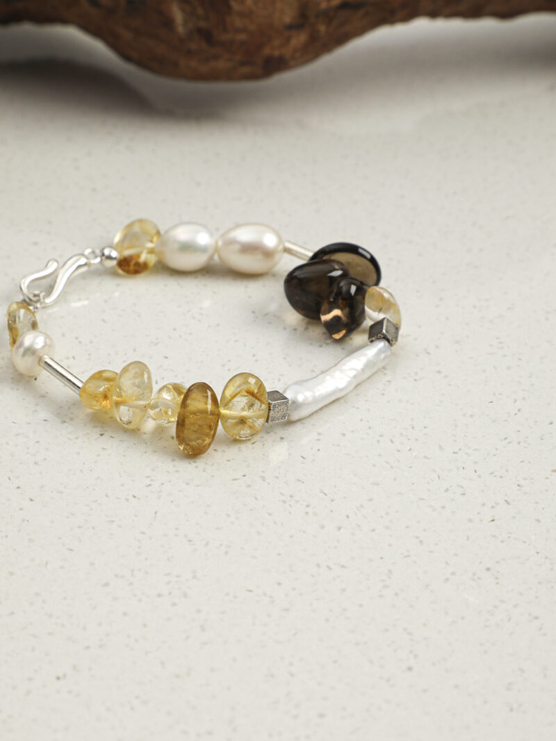 Original detail view of Smoky Quartz, Citrine & Cultured Pearl Bracelet