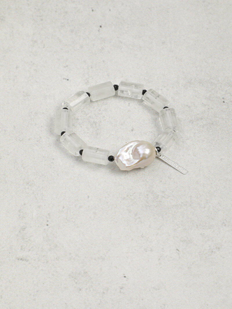 Original detail view of Clear Quartz, Tourmaline & Cultured Pearl Bracelet