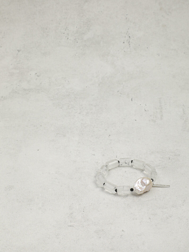 Original detail view of Clear Quartz, Tourmaline & Cultured Pearl Bracelet