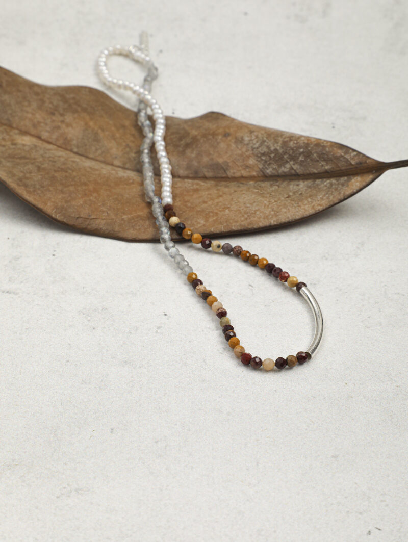 Original detail view of Triple-Strand Moonstone & Cultured Pearl Bracelet