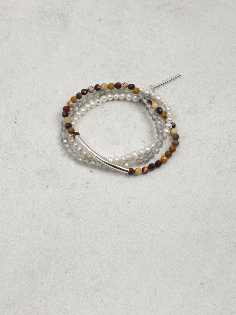 Original detail view of Triple-Strand Moonstone & Cultured Pearl Bracelet