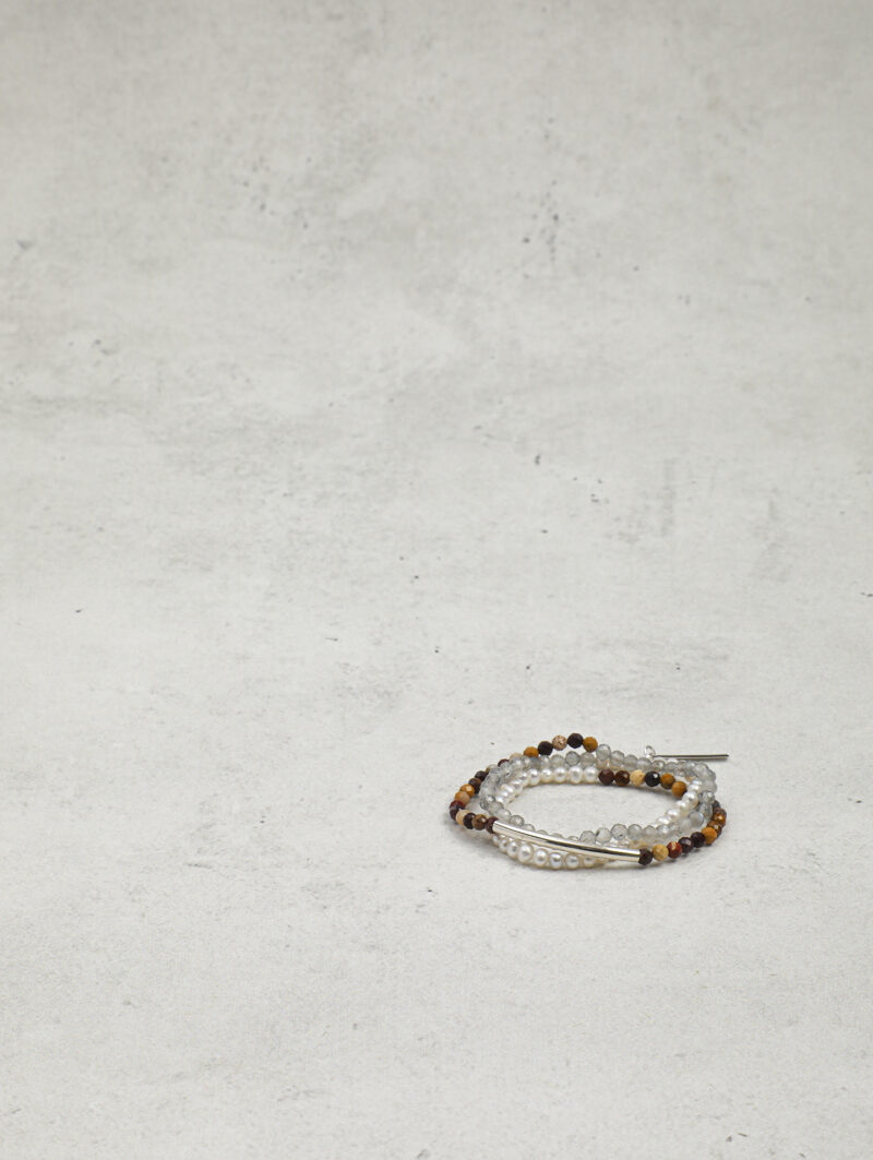 Original detail view of Triple-Strand Moonstone & Cultured Pearl Bracelet