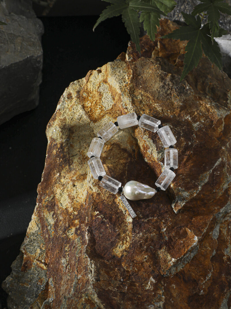 Original detail view of Clear Quartz, Tourmaline & Cultured Pearl Bracelet