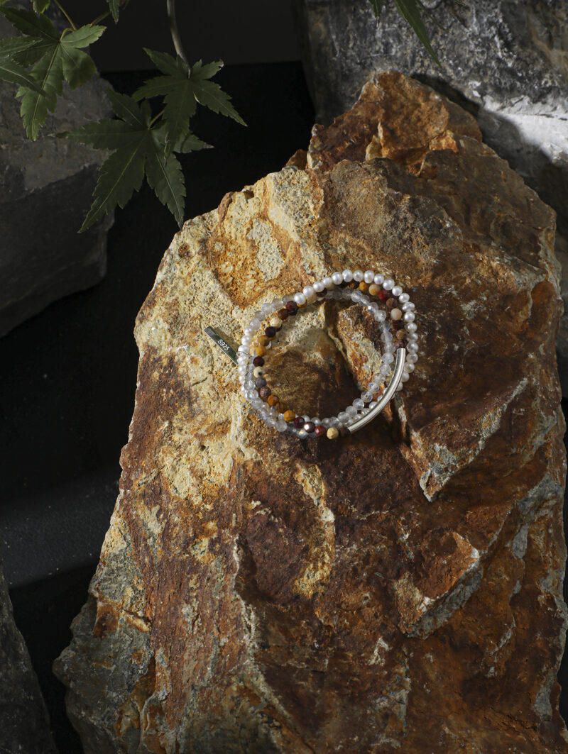 Original detail view of Triple-Strand Moonstone & Cultured Pearl Bracelet