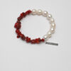 Original detail view of Red Coral & Cultured Pearl Bracelet