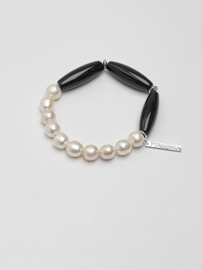 Original detail view of Agate & Cultured Pearl Bracelet
