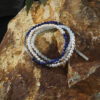 Original detail view of Triple-Strand Lapis Lazuli, Aquamarine & Cultured Pearl Bracelet