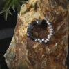 Original detail view of Agate, Rutilated Quartz & Cultured Pearl Bracelet