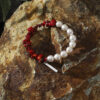 Original detail view of Red Coral & Cultured Pearl Bracelet