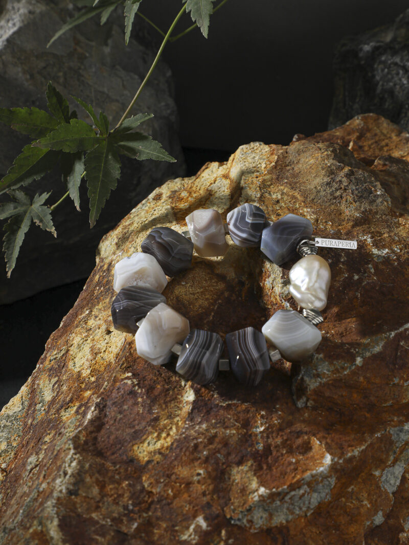 Original detail view of Agate & Cultured Pearl Bracelet