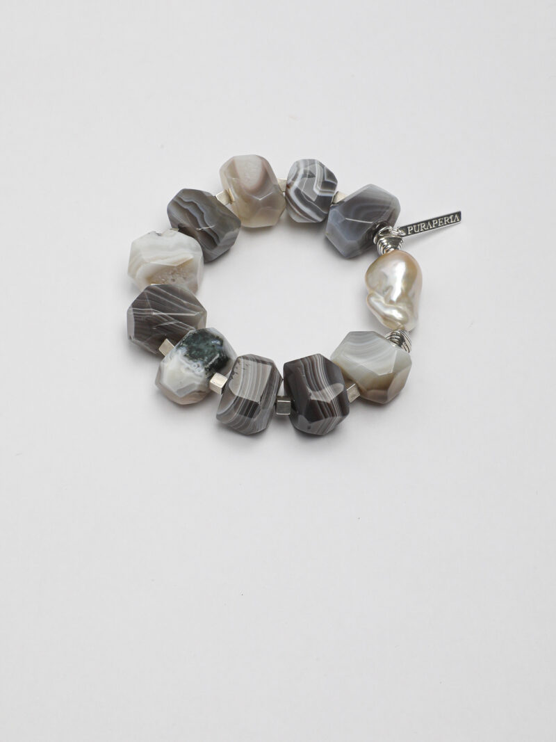 Original detail view of Agate & Cultured Pearl Bracelet
