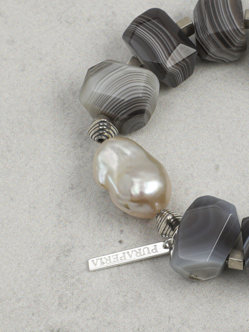Original detail view of Agate & Cultured Pearl Bracelet