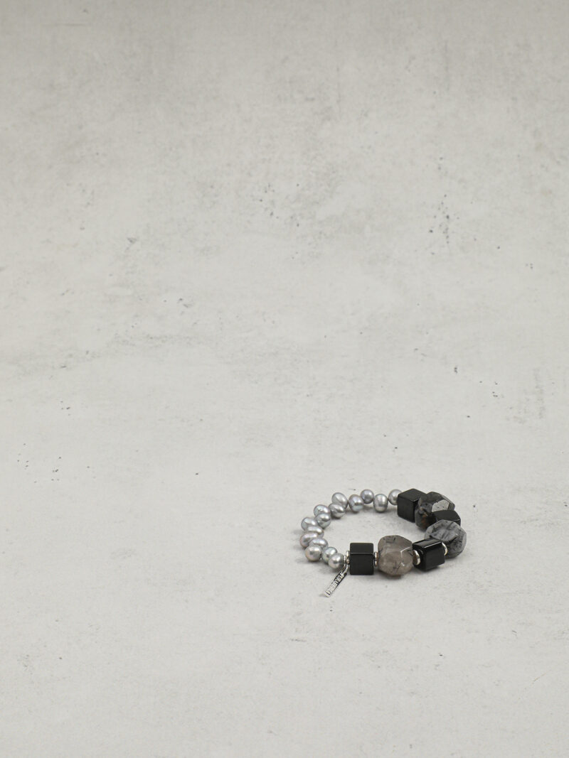 Original detail view of Agate, Rutilated Quartz & Cultured Pearl Bracelet