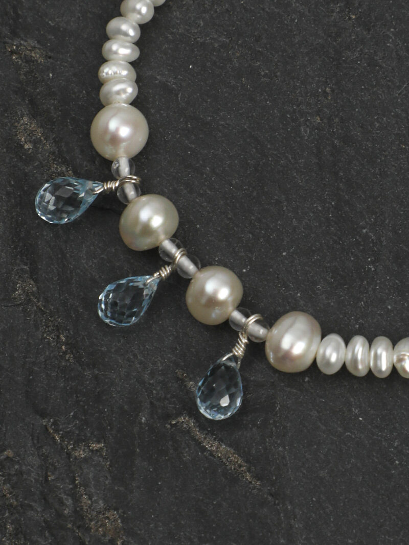 Original detail view of Clear Quartz, Topaz & Cultured Pearl Bracelet