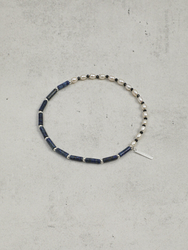 Original detail view of Double-Strand Lapis Lazuli, Tourmaline & Cultured Pearl Bracelet