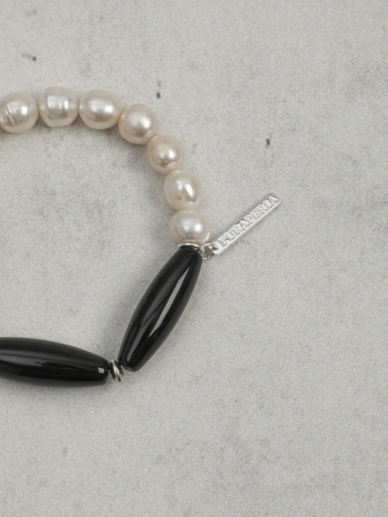 Original detail view of Agate & Cultured Pearl Bracelet