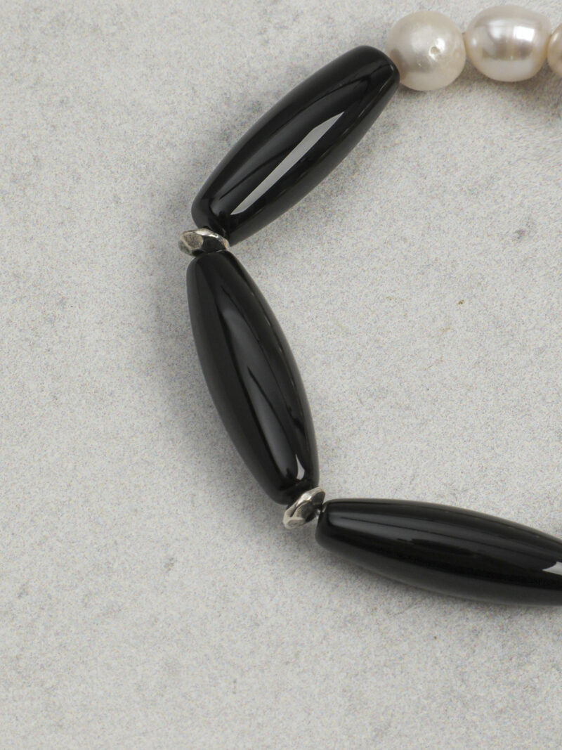 Original detail view of Agate & Cultured Pearl Bracelet