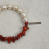 Original detail view of Red Coral & Cultured Pearl Bracelet