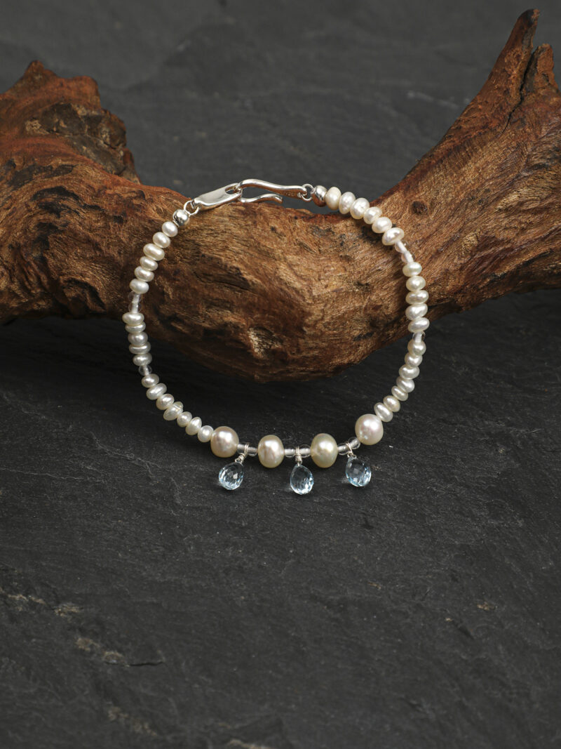 Original detail view of Clear Quartz, Topaz & Cultured Pearl Bracelet