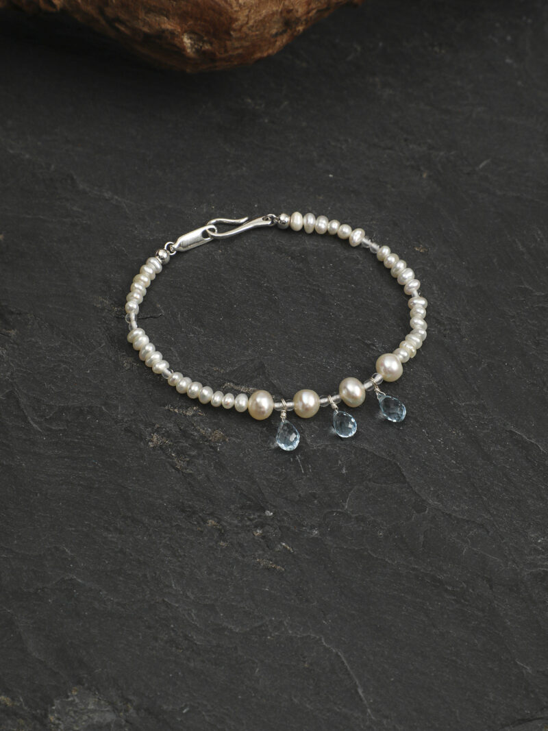 Original detail view of Clear Quartz, Topaz & Cultured Pearl Bracelet