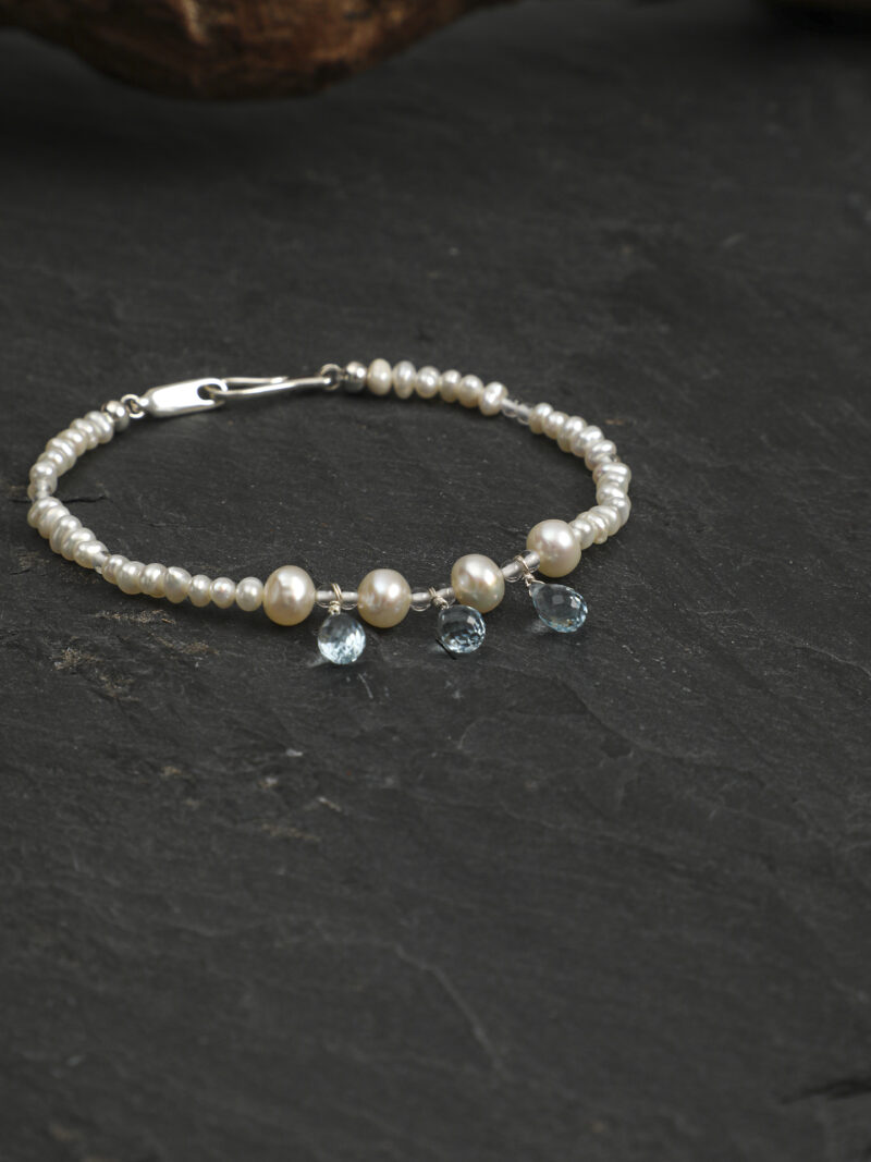 Original detail view of Clear Quartz, Topaz & Cultured Pearl Bracelet