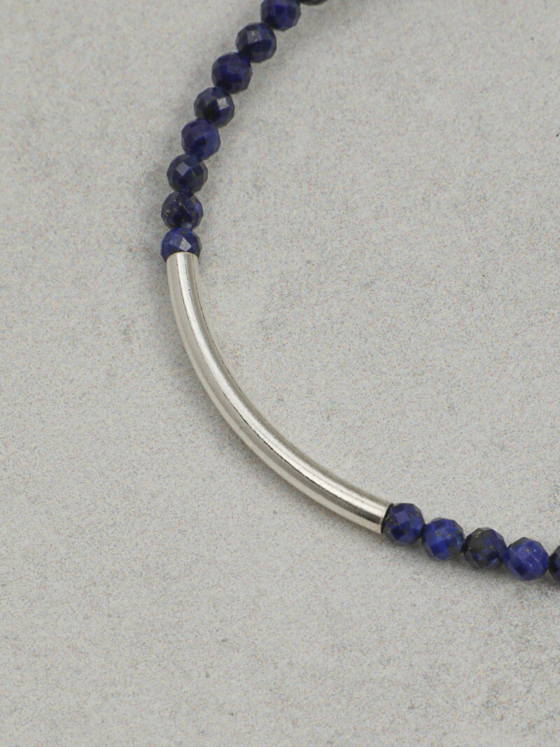 Original detail view of Triple-Strand Lapis Lazuli, Aquamarine & Cultured Pearl Bracelet