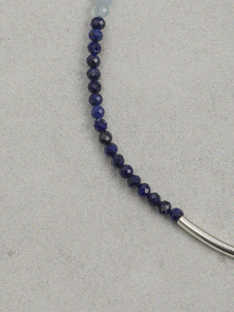 Original detail view of Triple-Strand Lapis Lazuli, Aquamarine & Cultured Pearl Bracelet