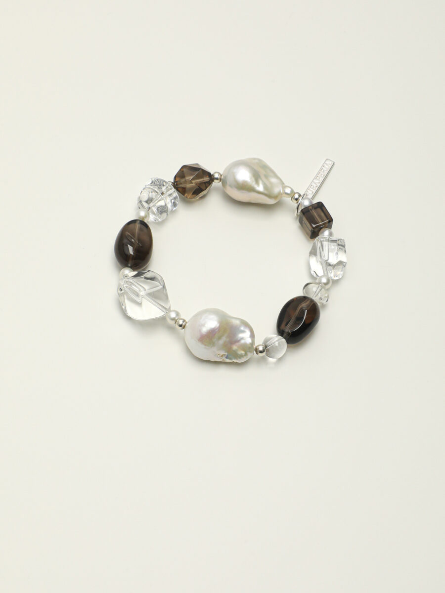 Original detail view of Clear Quartz, Smoky Quartz & Pearl Bracelet