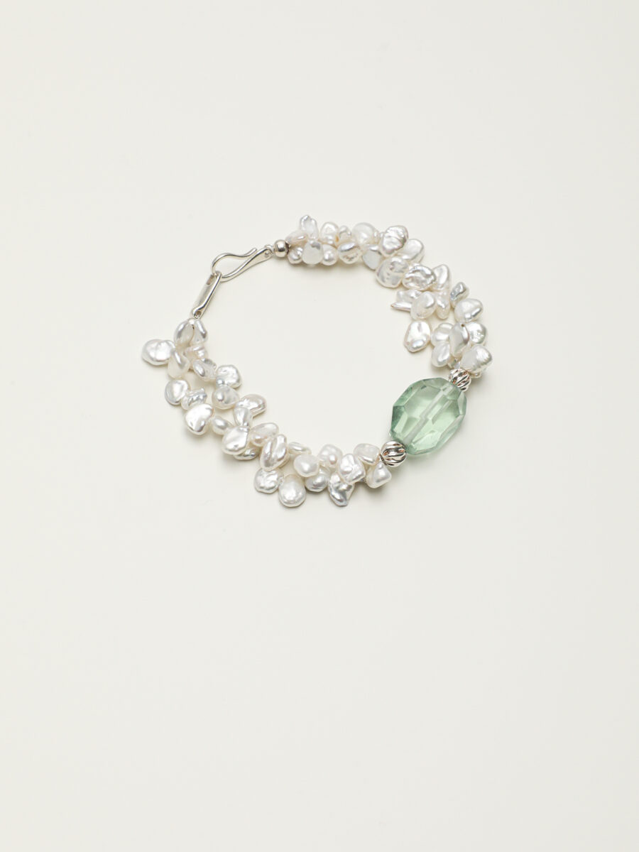 Original detail view of Fluorite & Pearl Bracelet
