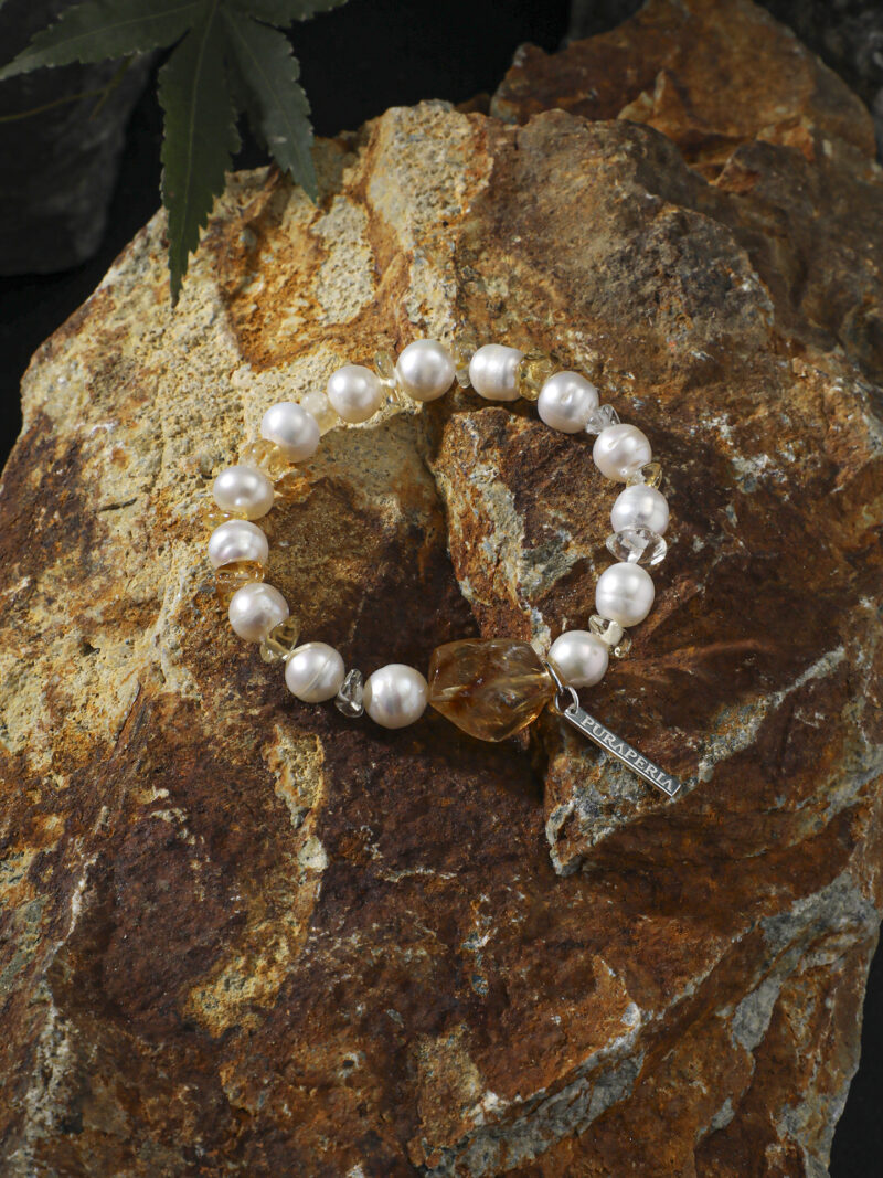 Original detail view of Citrine & Cultured Pearl Bracelet