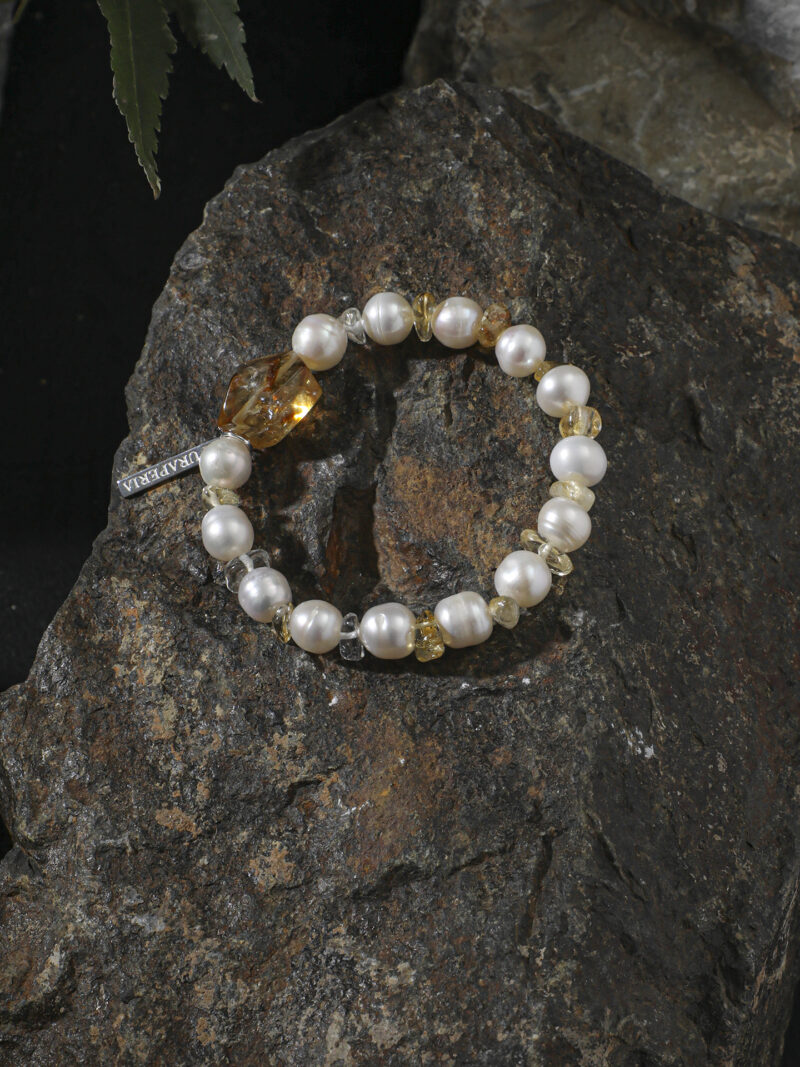 Original detail view of Citrine & Cultured Pearl Bracelet