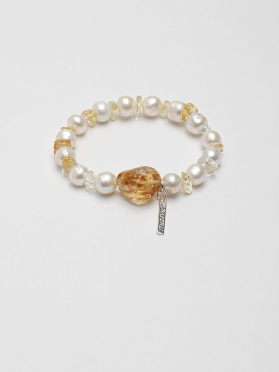 Original detail view of Citrine & Pearl Bracelet