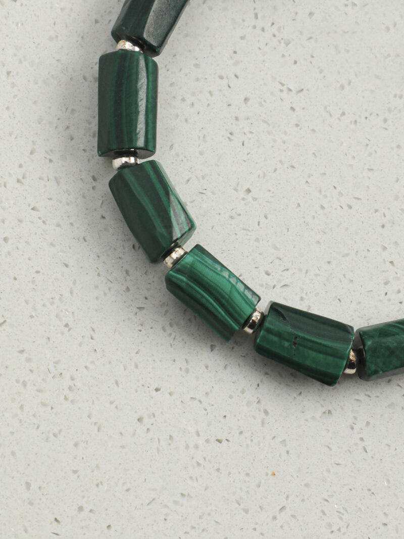 Original detail view of Malachite, Blue-Veined Stone & Cultured Pearl Bracelet