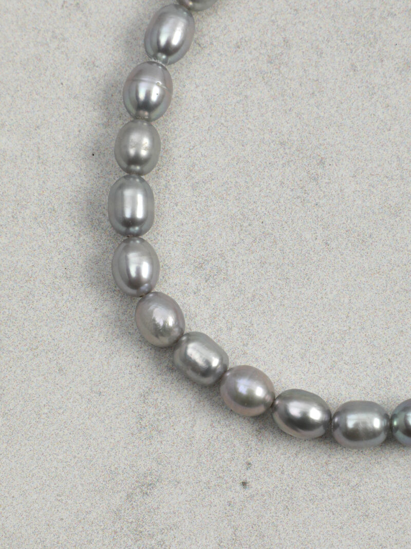 Original detail view of Double-Strand Blue-Veined Stone & Cultured Pearl Bracelet