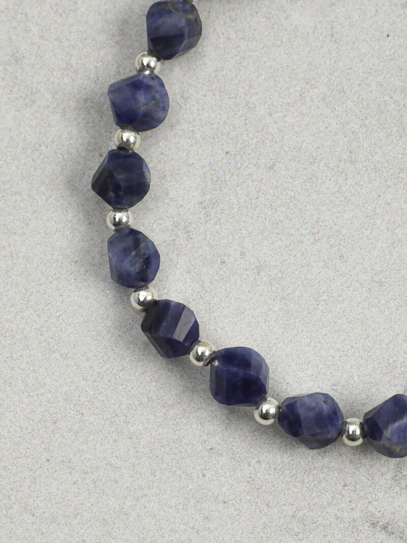 Original detail view of Double-Strand Blue-Veined Stone & Cultured Pearl Bracelet