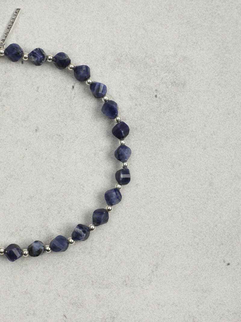 Original detail view of Double-Strand Blue-Veined Stone & Cultured Pearl Bracelet