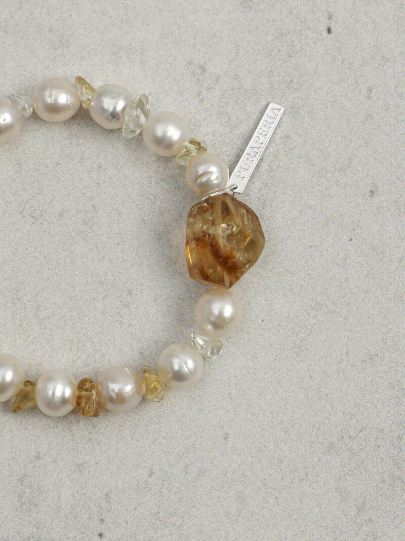 Original detail view of Citrine & Cultured Pearl Bracelet