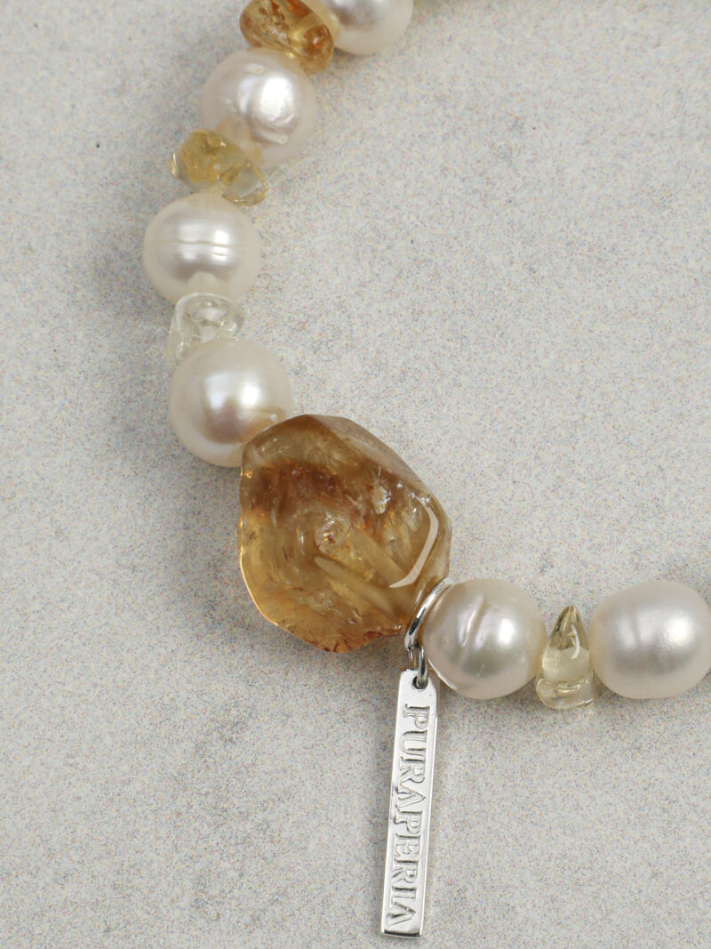 Original detail view of Citrine & Cultured Pearl Bracelet