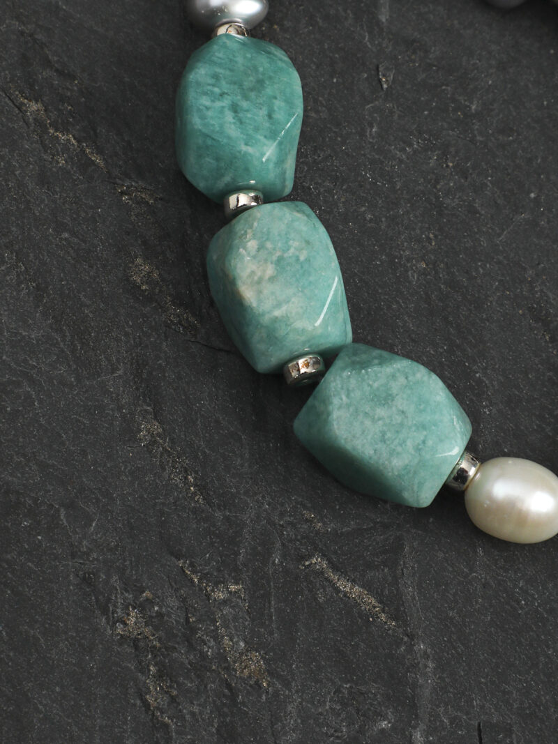 Original detail view of Amazonite & Cultured Pearl Bracelet