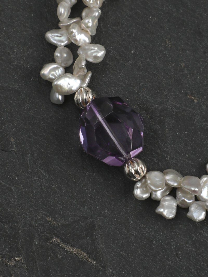 Original detail view of Amethyst & Cultured Pearl Bracelet