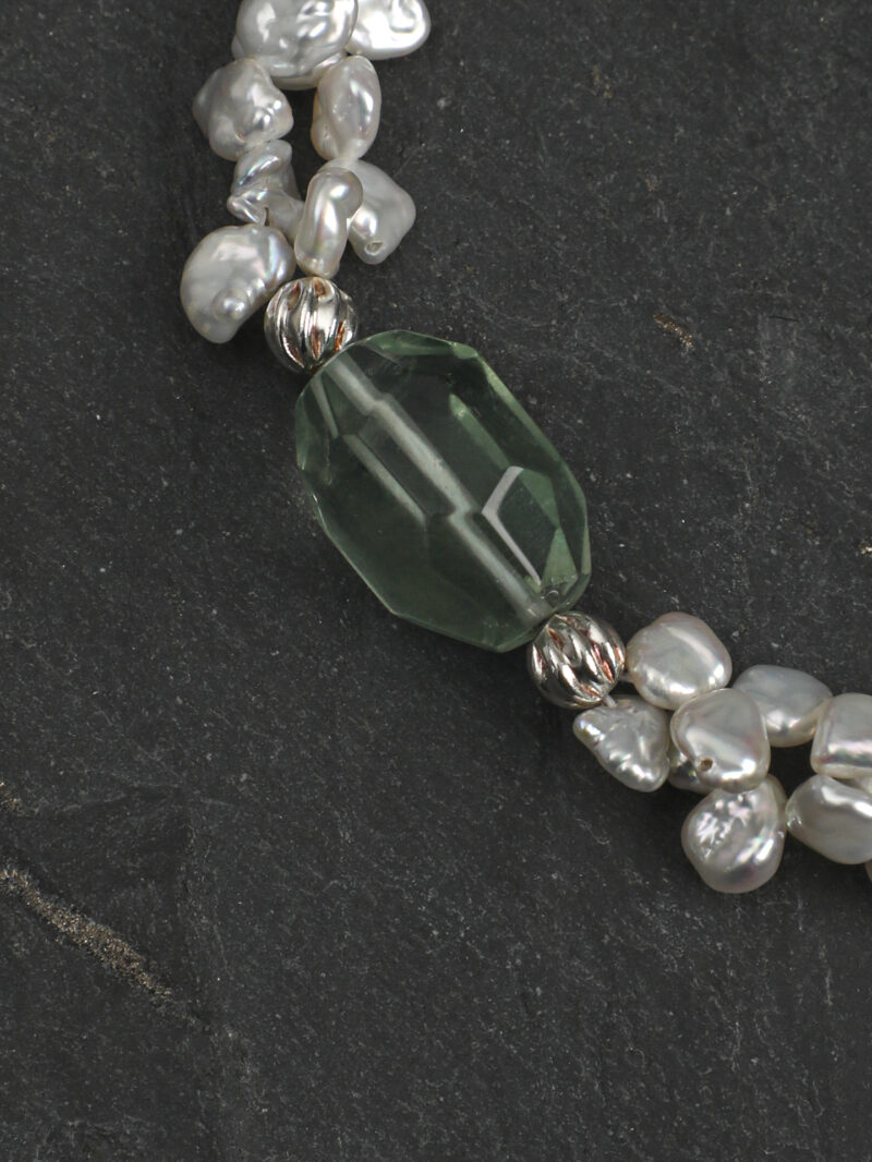 Original detail view of Fluorite & Cultured Pearl Bracelet