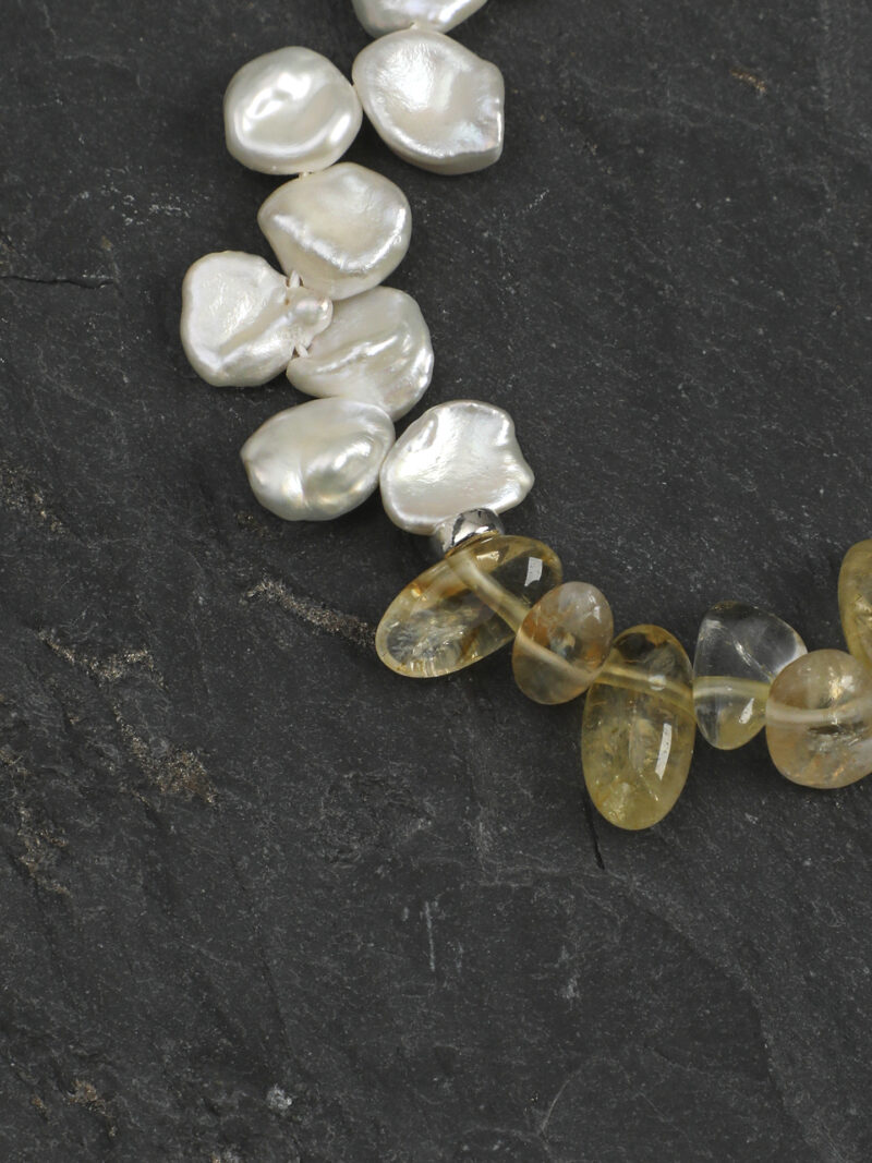 Original detail view of Citrine & Cultured Pearl Bracelet