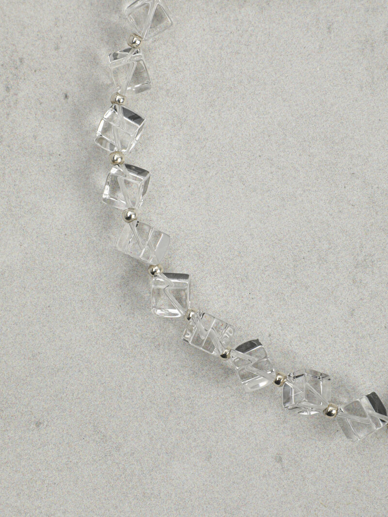 Aura & Qi detail 1J7A3422 Original detail view of Clear Quartz & Cultured Pearl Bracelet